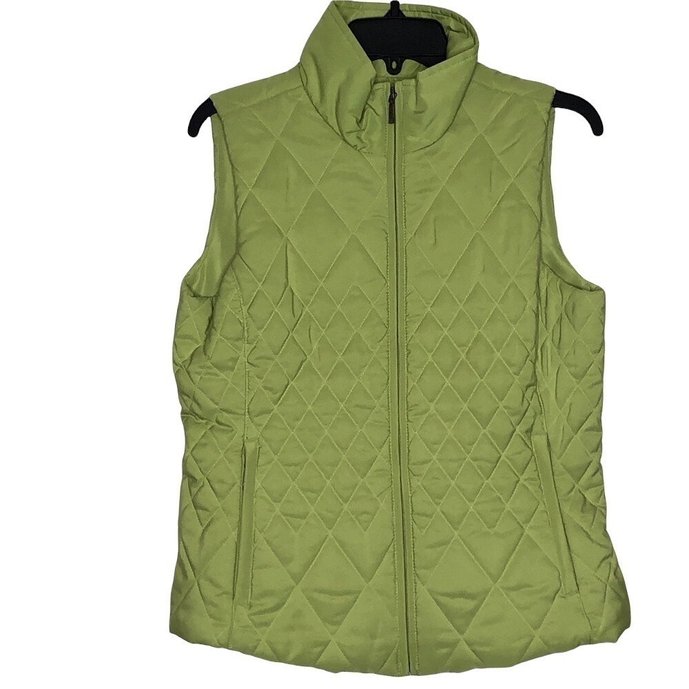 coldwater CREEK - Lime Green Quilted Zip Front Vest w/ Pockets - Size X-Small